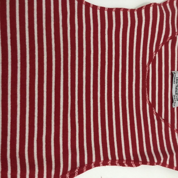 Zara Trafaluc Women’s Top Striped Red & Withe Color Size Small - Picture 4 of 4